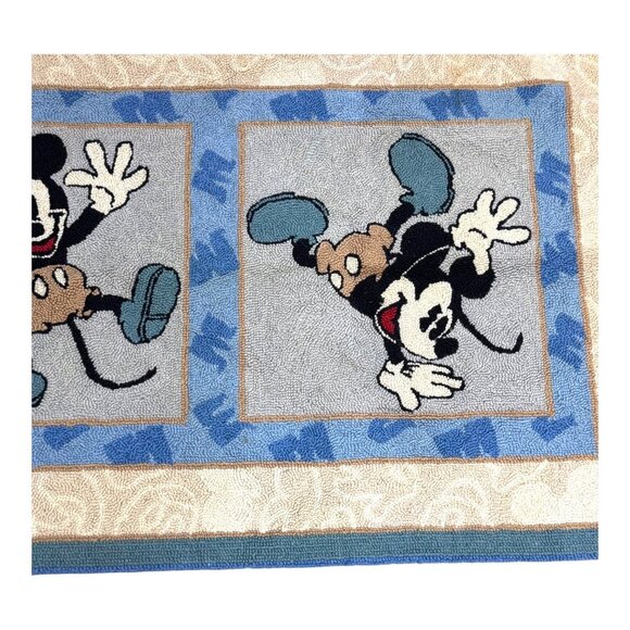 Vintage Disney Mickey Mouse Rug Wall Hanging Blue Beige 28x63 Area Carpet READ - Picture 4 of 6